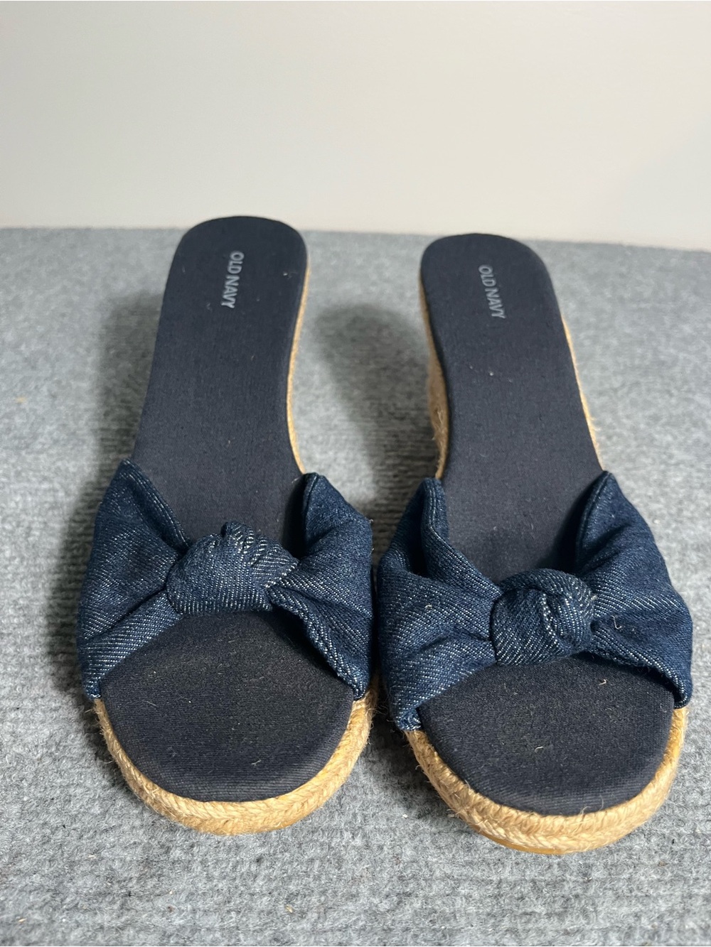 Old Navy Women's Dark Blue Knotted Espadrille Slide Sandals